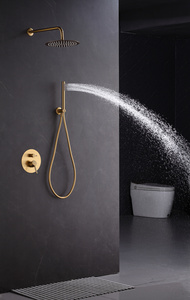 Vòng chải vàng tắm hệ thống phòng tắm bộ kép đầu duy nhất xử lý lượng mưa bồn tắm vòi nước giấu Mixer tap phụ kiện - Product Image 3