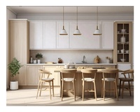 Armoire de cuisine de luxe européenne élégante en MDF à portes à fermeture amortie intégrées artisanat allemand Villa Restaurant stockage