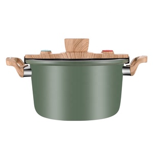 Conjunto de regalo de promoción corporativa multifunción de doble fondo Micro uso doméstico <span class=keywords><strong>olla</strong></span> <span class=keywords><strong>a</strong></span> presión gruesa de grano de madera de aluminio - Product Image 1