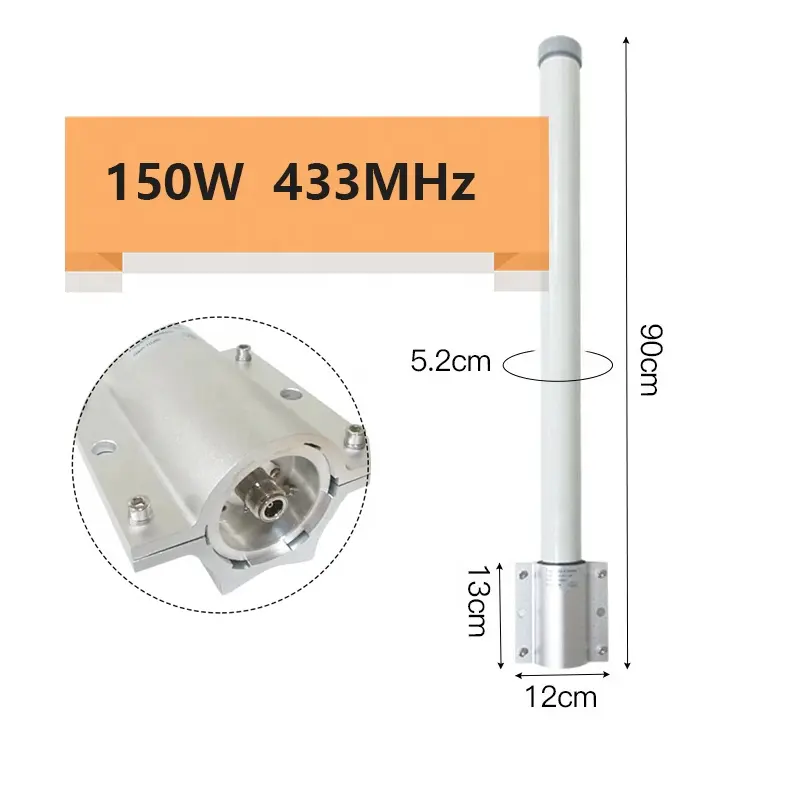 150W alto guadagno 433MHz UHF Antenna esterna omnidirezionale 7dbi, N-K 410-460MHz