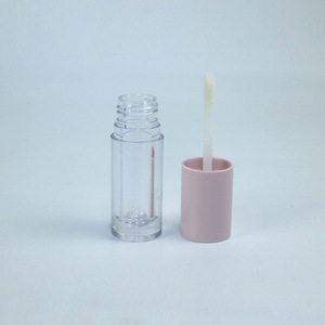 <b>Lip</b> Gloss Tube 5.4ml Cylindrical Transparent With Brush Pink Cap For Cosmetic Packaging - Product Image 2