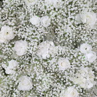 Mur de fleurs artificielles 3D personnalisé, écologique et non toxique, 8x8, en tissu blanc Gypsophile et roses, pour décoration murale en rouleau