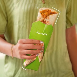 Logotipo personalizado impreso pequeño en forma de almohada plegable Tear-Off Wrap Shawarma Burrito pollo rollo comida para llevar almuerzo caja de embalaje - Product Image 2