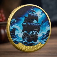 Pièce de monnaie pirate gravée sur mesure, design moderne, en zinc plaqué or et argent, objet de collection en métal pour carte, jeton ou cadeau