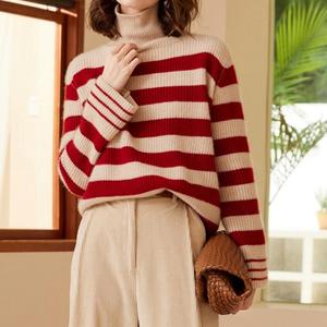 Vêtements de créateur pour femmes, mode décontractée, motif uni, respirant, 100% cachemire, haut tricoté d'automne, <span class=keywords><strong>pull</strong></span> à col roulé pour femmes - Product Image 2