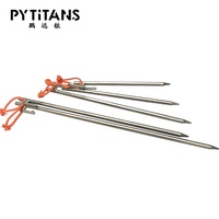 Vente en gros de piquets de tente haute résistance de haute qualité clous de tente en titane gr5 accessoires de camping piquets de tente grands piquets de tente par PYTITANS
