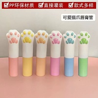 Stick à lèvres en plastique imprimé à l'écran de couleur rose en forme de griffe de chat mignon 4g avec applicateur pour la vente en gros