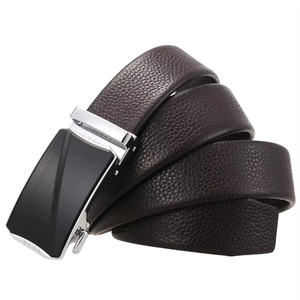 <span class=keywords><strong>Ceinture</strong></span> en cuir automatique pour homme avec boucle à cliquet géométrique à motif filigrané en cuir de vachette - Product Image 5
