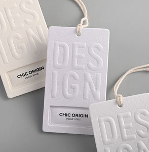 Etichette Personalizzate in <span class=keywords><strong>Carta</strong></span> per Abbigliamento con Logo Stampato, Cartellini in <span class=keywords><strong>Carta</strong></span> Goffrata Beige - Product Image 5