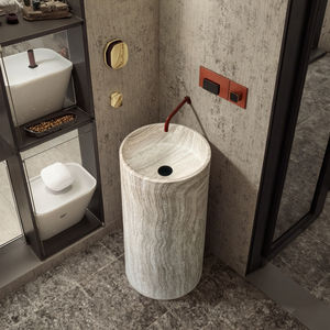 <span class=keywords><strong>Bauhaus</strong></span> moderno nube gris travertino fregadero suelo de pie Pedestal lavabo gabinete para <span class=keywords><strong>baño</strong></span> Homestay artístico lavabo Villas - Product Image 5