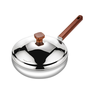 316L Non-Stick Stainless Steel Dishwasher Safe <b>Frying</b> <b>Pan</b> Stainless Steel Cover Wooden Handle Modern Kitchen for Gas <b>Induction</b> - Product Image 6