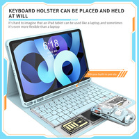 Clavier et souris miniatures transparents sans fil avec rétroéclairage RVB et pavé tactile pour iPad, tablette Android et PC