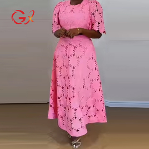 GX25060 2025 alla moda abbigliamento donna Boutique Street Wear t-shirt ricamata a manica corta e Maxi gonna lunga Set 2 pezzi - Product Image 1