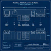 Cuisine barbecue extérieure  et station de grill pour villas Four électrique encastré sur mesure et gril en acier inoxydable