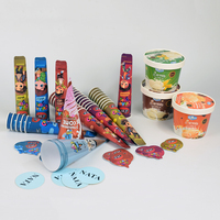 Manchon conique en papier personnalisé avec logo imprimé, jetable, coloré, pour sucettes, glaces et friandises croustillantes