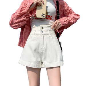 Shorts de mezclilla ajustados de cintura alta para mujer 2025, nuevos, casuales, a la moda, cómodos, lavado arena, para verano, venta al por mayor, primavera - Product Image 1