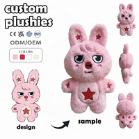 Fabricant de jouets en peluche personnalisés, faible MOQ, peluche lapin motif étoile très réaliste, cadeaux sur le thème féminin, peluche kettlebell personnalisée