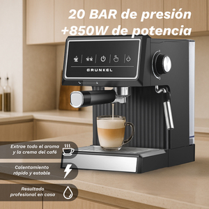 Machine à expresso Grunkel 20 bars 850W avec écran tactile, cafetière noire - Product Image 2