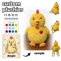 Peluche personnalisée en forme de poulet clignotant, douce et moelleuse, pour sac à dos, thème ferme, produits de parc d'attractions, jouets en peluche en gros