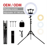 Lampe photographique Tiktok 19 pouces beauté Selfie LED anneau lumineux numérique avec trépied affichage LCD pour diffusion en direct Youtube