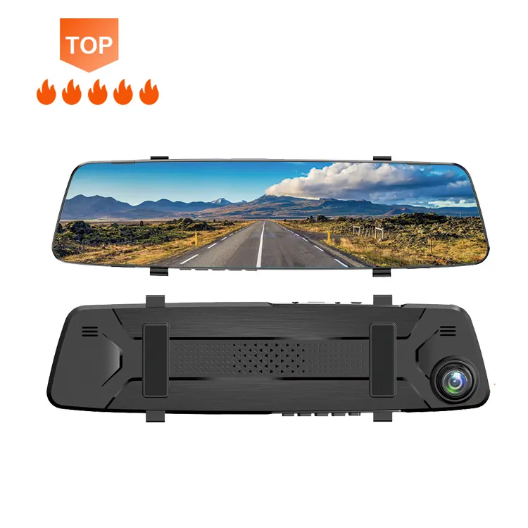 IPS de tela de toque invertendo radar Imagem do carro Dupla Gravação Retrovisor HD Dual Lens Streaming Media Recorder