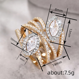 Anello a croce marquise bicolore da donna, stile palazzo a strati, accessorio per dita alla moda primaverile, idea regalo - Product Image 4