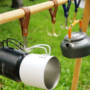 Crochet double créatif pour camping en plein air, en cuir PU, pour tente, corde à linge, crochet détachable et portable - Product Image 1