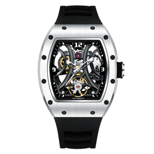 Montre-bracelet mécanique de luxe en fibre de carbone pour hommes avec cadran creux et tourbillon de réserve de marche montres automatiques dernière conception - Product Image 2