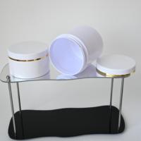 Pots Cosmétiques en Plastique PET Blanc avec Couvercle Coloré et Ligne Dorée pour Lotion, Beurre Corporel et Crème 250ml 300ml 500ml 800ml