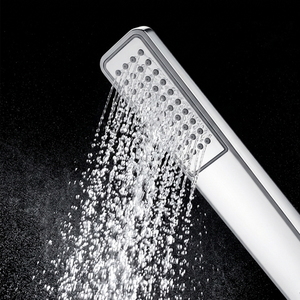 Pommeau de <span class=keywords><strong>douche</strong></span> à main haute pression à fonction unique, tête de pulvérisation carrée en ABS, finition chromée/noire, avec connecteur G1/2 - Product Image 3