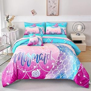 6 Mảnh Nàng Tiên Cá Đuôi <span class=keywords><strong>Comforter</strong></span> <span class=keywords><strong>Set</strong></span> Cho Trẻ Em Cô Gái Cá Quy Mô Giường Đơn Kích Thước Phòng Ngủ Bộ Đồ Giường Đặt - Product Image 1