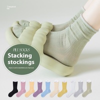 Chaussettes mi-tube en coton blanc pour femmes pour printemps été respirant maille climatisation frisée empilable manchette tricotée