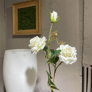 GOG0613 Nuevo Diseño 3 tenedores Tallo largo Cinta <span class=keywords><strong>de</strong></span> seda Rojo Negro <span class=keywords><strong>Rosas</strong></span> artificiales Tallo grueso Fiesta Decoración del hogar - Product Image 6