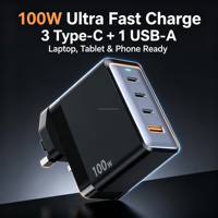 Cargador de Pared Multidispositivo de 100W con Tecnología GaN y Carga Rápida PD para Laptop y Teléfono Móvil