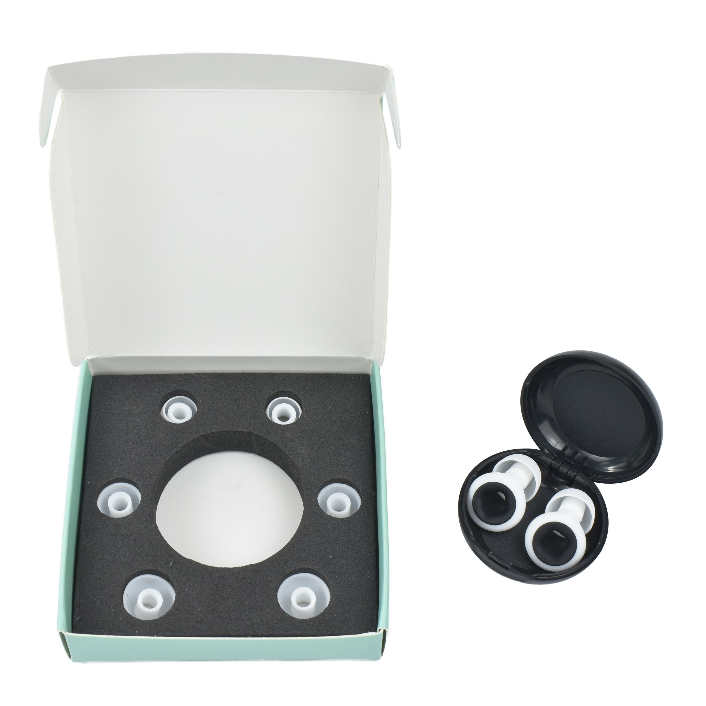 เหรียญทองแดงสีขาวดำพร้อมที่ครอบหู 3 คู่