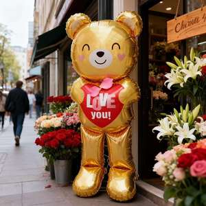 Globo de Aluminio con Forma de Oso de Peluche para el Día de San Valentín, Globo de Oso Marrón de Dibujos Animados, Decoración para Bodas, Propuesta de <span class=keywords><strong>Matrimonio</strong></span>, Artículos para Fiestas - Product Image 3