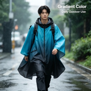 Unisex Leichter Reißverschluss-Regenponcho Winddichte Kapuzenjacke für Erwachsene Logo-Bedruckte Regenbekleidung für Reisen Camping Touren - Product Image 2