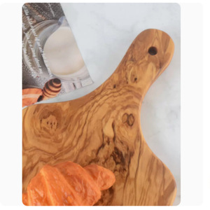 Juego de tablas de cortar de madera de olivo de 4 piezas con mango para cortar y servir en la cocina - Product Image 3