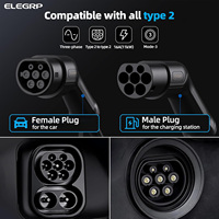 Câble de charge ELEGRP Type 2, 22 kW 5 m 32 A triphasé, câble de charge Type 2 vers Type 2 Mode 3 pour voiture électrique EV/PHEV