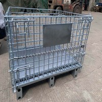 Malla de Alambre de Acero Galvanizado 50x50mm, Alambre de 6mm, Jaula Metálica Plegable Cuadrada con Cierre de Hebilla, Ruedas de 4 Pulgadas, Almacenamiento para Almacén