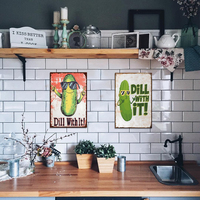 Juego de Letreros Metálicos Divertidos con Diseño de Pepinillos, Decoración Retro para Pared de Cocina, Bar o Casa de Campo