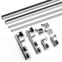 Nouveau style de systèmes de portes de douche coulissantes sans cadre, système coulissant d'angle, accessoires de quincaillerie pour portes pliantes en verre pour salle de bain