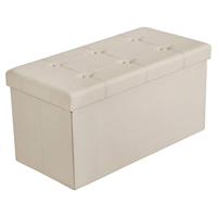 Banc ottoman en cuir PVC noir de 76 cm (30 pouces), boîte de rangement pliable et pouf ottoman
