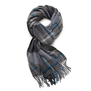 Bufanda a cuadros cepillada tejida de Cachemira pura <span class=keywords><strong>C</strong></span> para chal de hombre con tartán comprobado OEM personalizar lana lujosa - Product Image 6