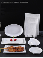 Vaisselle de restaurant en gros d'usine Assiette à dessert en mélamine rectangle blanc de 8 pouces