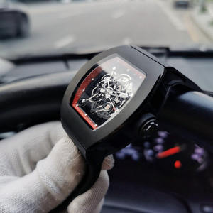 RM Luxury 055 Men Mechanical Watch – ตัวเรือนคาร์บอนไฟเบอร์สีดำล้วนพร้อมวงแหวนด้านในสีแดง นาฬิกาข้อมือผู้ชายสำหรับนักธุรกิจกันน้ำ - Product Image 4