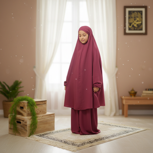 Robe de prière Abaya pour filles et enfants, mode modeste, deux pièces, respirante, légère, grande taille, jupe, été, hiver, toutes saisons - Product Image 3