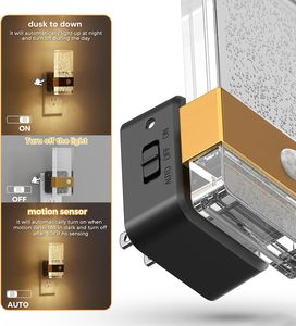 Veilleuse LOHAS à brancher avec détecteur de mouvement, 0-100lm, intensité réglable, en acrylique, à activation par mouvement, lampes LED pour salle de bain et chambre à coucher - Product Image 2