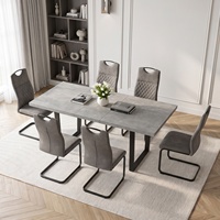 Chaise de restaurant rembourrée en gros, style ergonomique, dossier gris matelassé, ensemble de chaises cantilever ou décoration moderne pour salle à manger