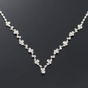 Juegos de Joyería de Moda para Dama de Honor y Novia Bañados en Plata con Collar de Cristal y Pendientes para Boda - Product Image 2